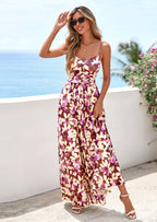PRETTYGARDEN Women's Floral Maxi Dress Summer Outfits Spaghetti Strap Flowy Long Sundress Beach Vacation Boho Dresses