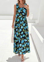 PRETTYGARDEN Womens Summer Floral Maxi Dresses Spring Sleeveless Cowl Neck Flowy Beach Vacation Wedding Guest Long Dress