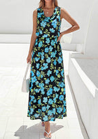 PRETTYGARDEN Womens Summer Floral Maxi Dresses Spring Sleeveless Cowl Neck Flowy Beach Vacation Wedding Guest Long Dress