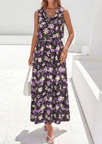 PRETTYGARDEN Womens Summer Floral Maxi Dresses Spring Sleeveless Cowl Neck Flowy Beach Vacation Wedding Guest Long Dress