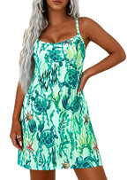 PRETTYGARDEN Women's Summer Dresses Casual Print Spaghetti Strap Sleeveless Sundress Beach Vacation Cover Ups