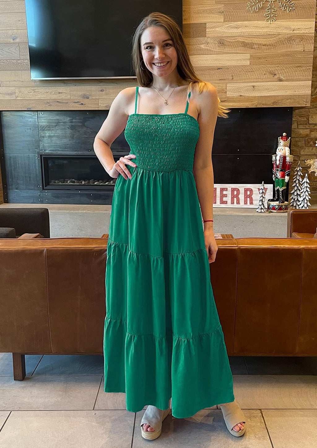 PRETTYGARDEN Women's Summer Maxi Dress Casual Boho Sleeveless Spaghetti Strap Smocked Tiered Long Beach Sundresses