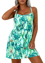 PRETTYGARDEN Women's Summer Dresses Casual Print Spaghetti Strap Sleeveless Sundress Beach Vacation Cover Ups