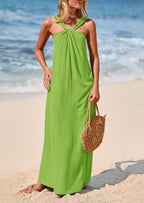 PRETTYGARDEN Womens Casual Long Summer Dresses Sleeveless Strappy Loose Flowy Beach Vacation Maxi Dress with Pockets