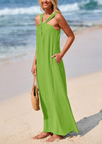 PRETTYGARDEN Womens Casual Long Summer Dresses Sleeveless Strappy Loose Flowy Beach Vacation Maxi Dress with Pockets