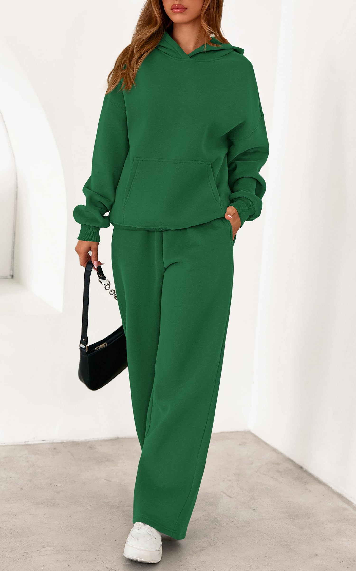 PRETTYGARDEN Women's 2 Piece Outfits Fall Sweatsuits Oversized Hoodies Wide Leg Sweatpants Tracksuits Lounge Matching Sets
