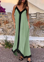 PRETTYGARDEN Women's Flowy Maxi Dress Summer Sleeveless V Neck Spaghetti Strap Elegant Wedding Party Dresses