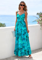 PRETTYGARDEN Women's Floral Maxi Dress Summer Outfits Spaghetti Strap Flowy Long Sundress Beach Vacation Boho Dresses