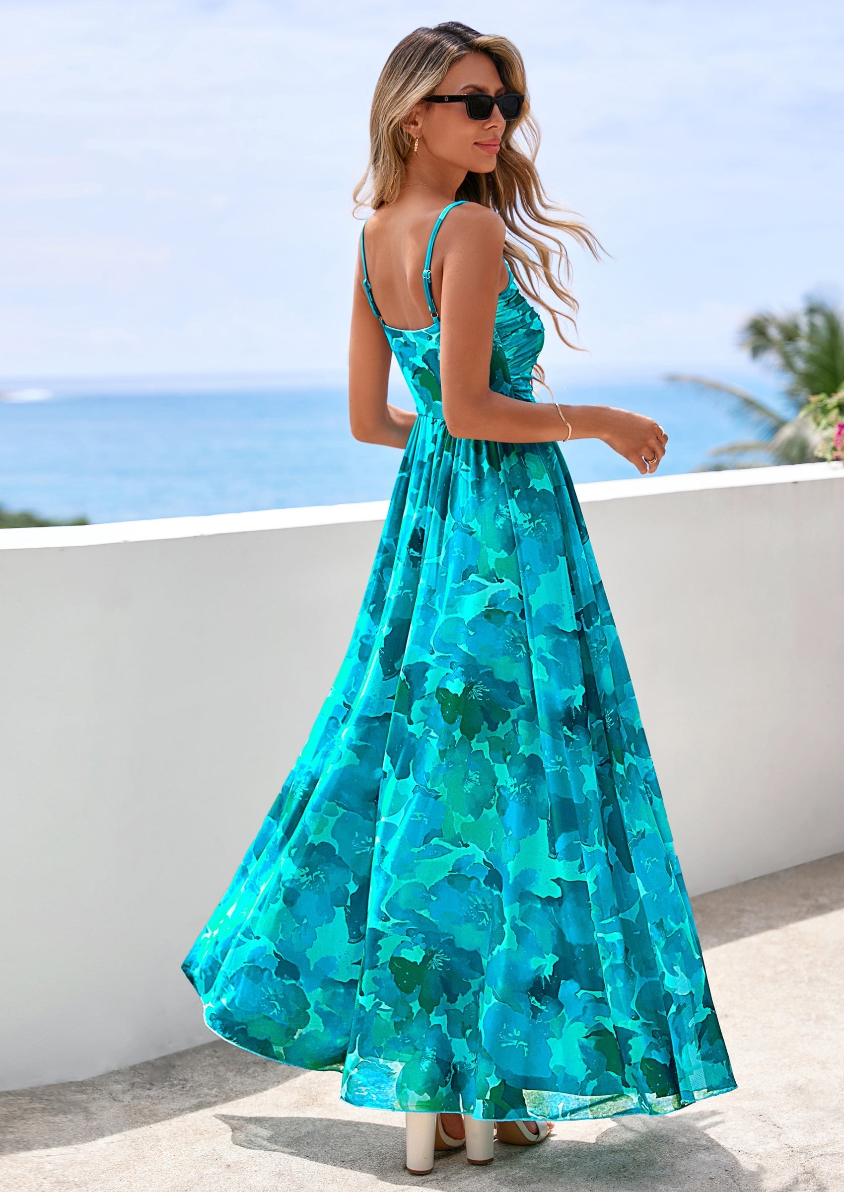 PRETTYGARDEN Women's Floral Maxi Dress Summer Outfits Spaghetti Strap Flowy Long Sundress Beach Vacation Boho Dresses