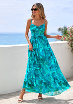 PRETTYGARDEN Women's Floral Maxi Dress Summer Outfits Spaghetti Strap Flowy Long Sundress Beach Vacation Boho Dresses