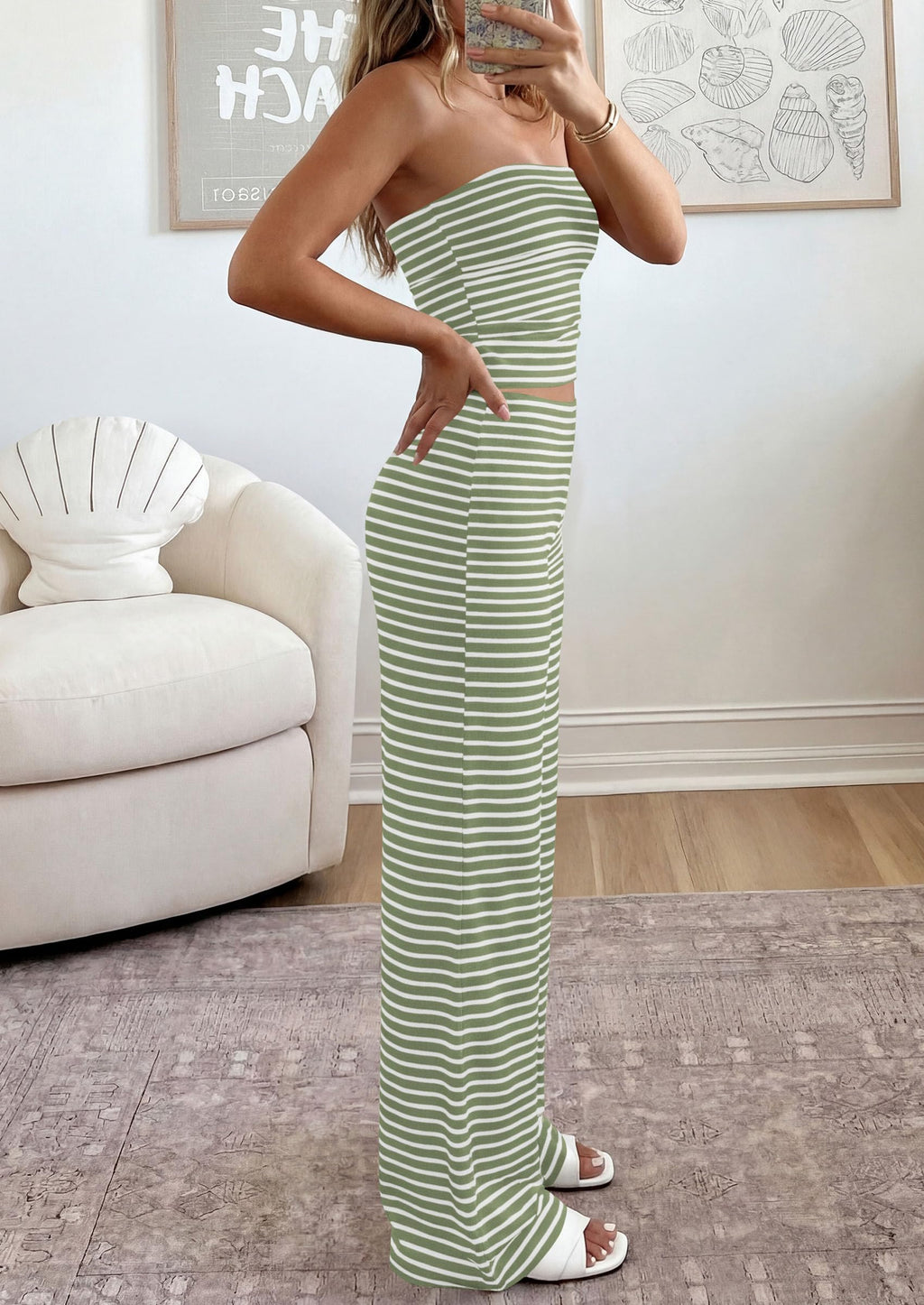 PRETTYGARDEN Summer Sets Women 2 Piece Outfits Matching Striped Loungewear Spring Airport Travel Beach Vacation Clothes