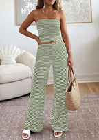 PRETTYGARDEN Summer Sets Women 2 Piece Outfits Matching Striped Loungewear Spring Airport Travel Beach Vacation Clothes