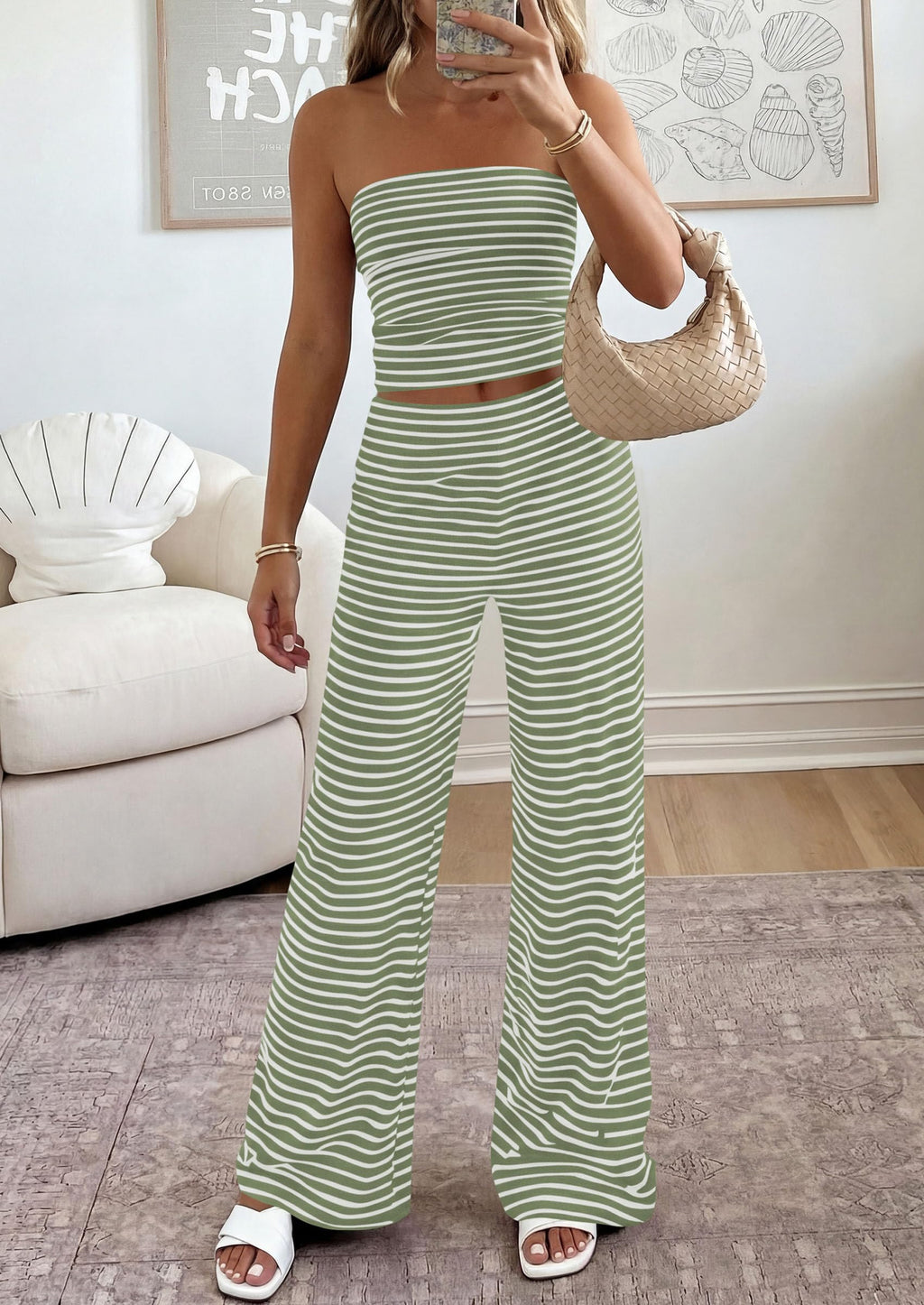 PRETTYGARDEN Summer Sets Women 2 Piece Outfits Matching Striped Loungewear Spring Airport Travel Beach Vacation Clothes