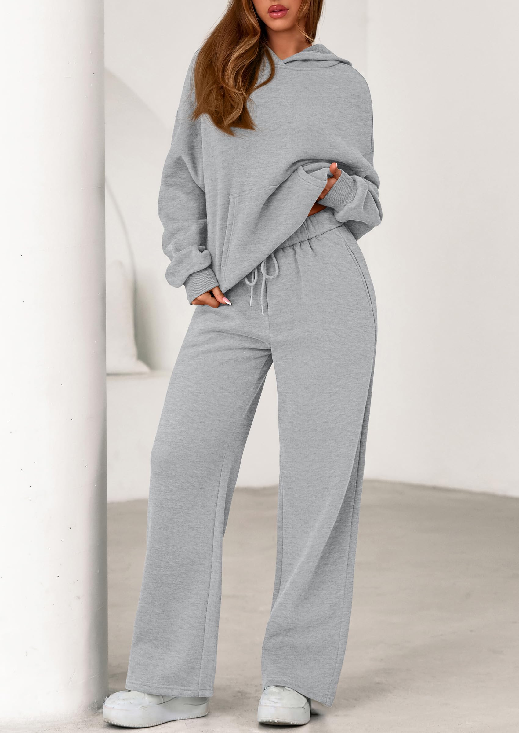 PRETTYGARDEN Women's 2 Piece Outfits Fall Sweatsuits Oversized Hoodies Wide Leg Sweatpants Tracksuits Lounge Matching Sets