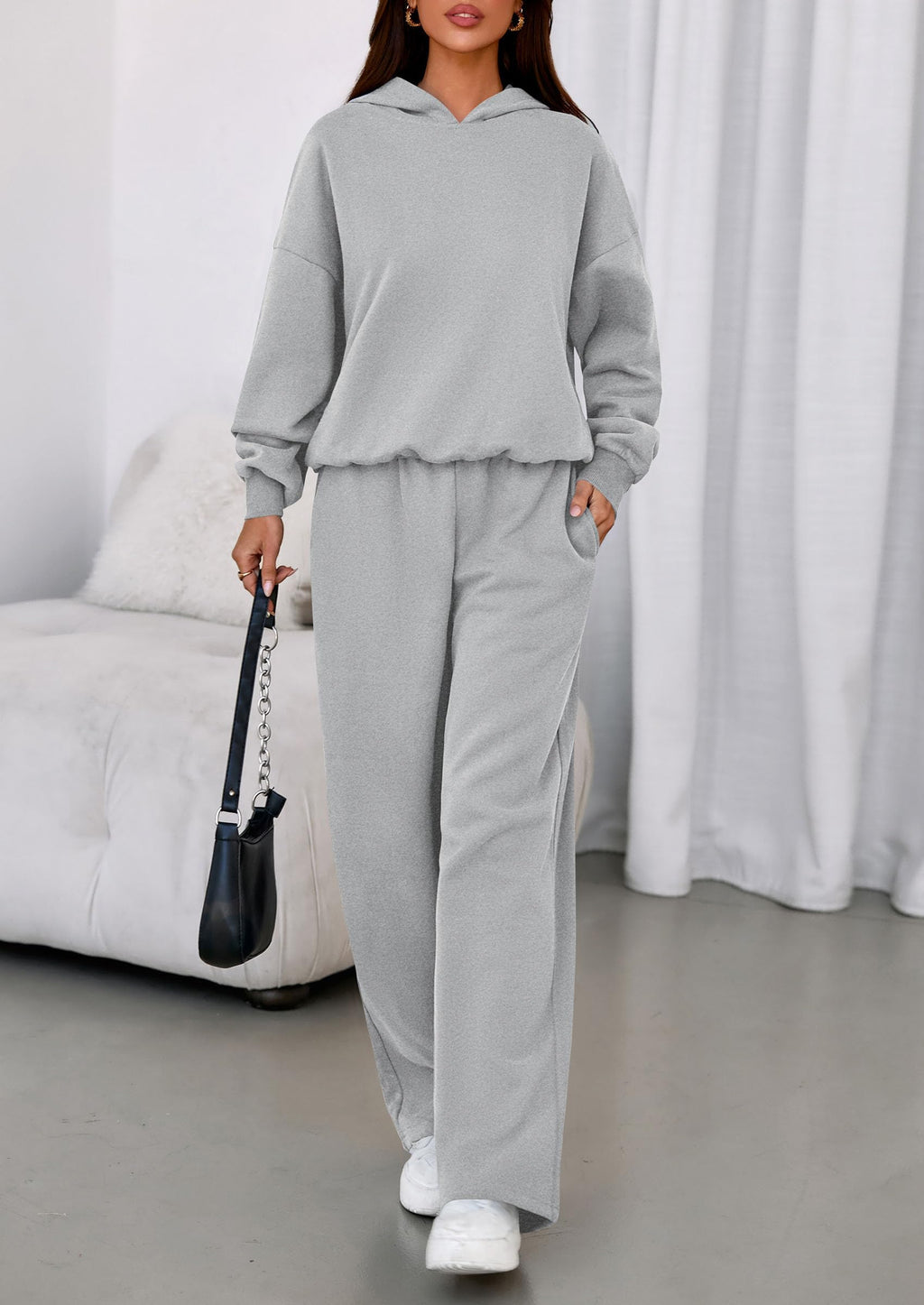 PRETTYGARDEN Womens Sweatsuits 2 Piece Set Casual Winter Long Sleeve Hoodie Loose Wide Leg Sweatpants Fall Tracksuit