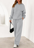 PRETTYGARDEN Women's 2 Piece Outfits Fall Sweatsuits Oversized Hoodies Wide Leg Sweatpants Tracksuits Lounge Matching Sets