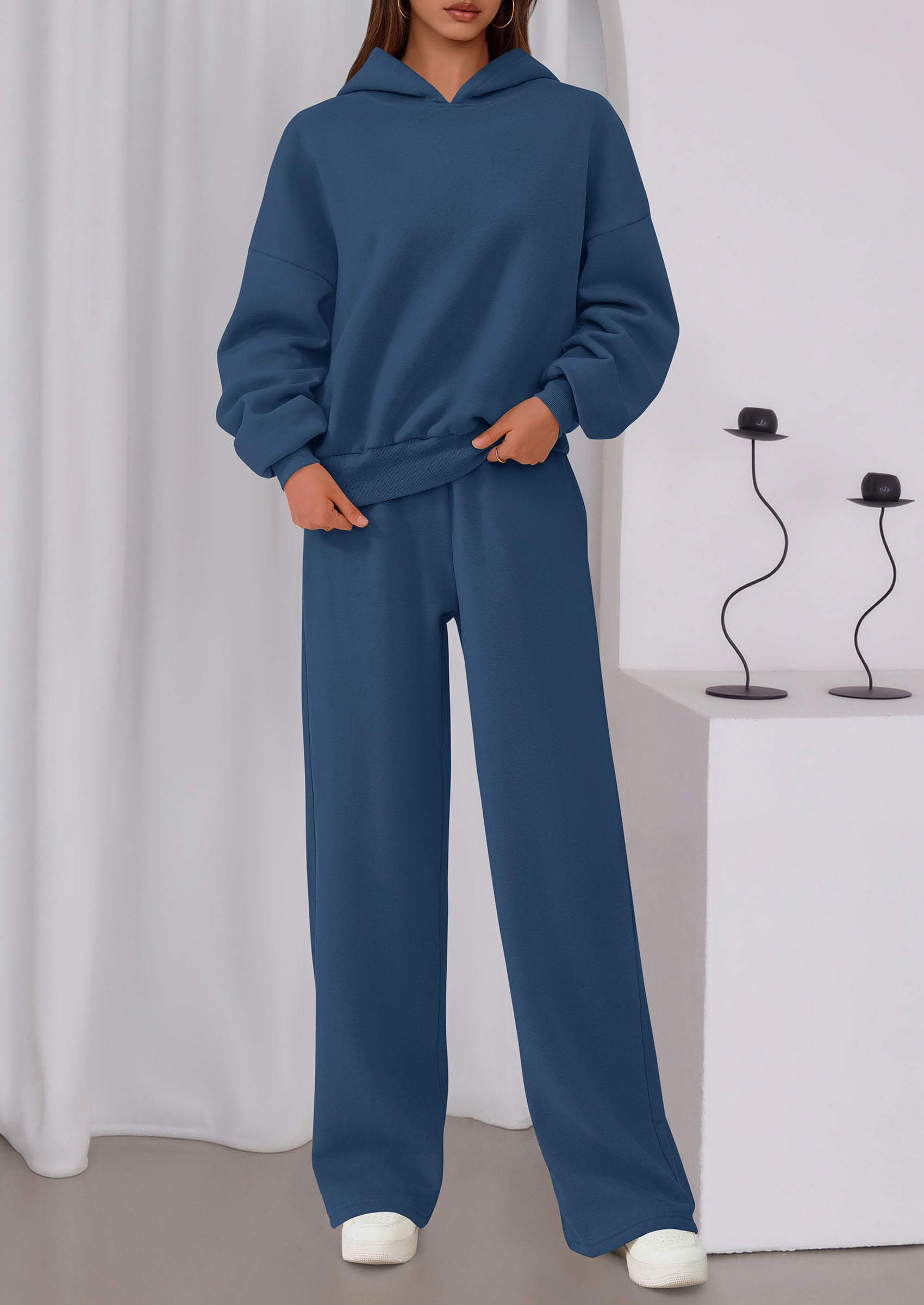 PRETTYGARDEN Womens Sweatsuits 2 Piece Set Casual Winter Long Sleeve Hoodie Loose Wide Leg Sweatpants Fall Tracksuit