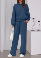 PRETTYGARDEN Womens Sweatsuits 2 Piece Set Casual Winter Long Sleeve Hoodie Loose Wide Leg Sweatpants Fall Tracksuit