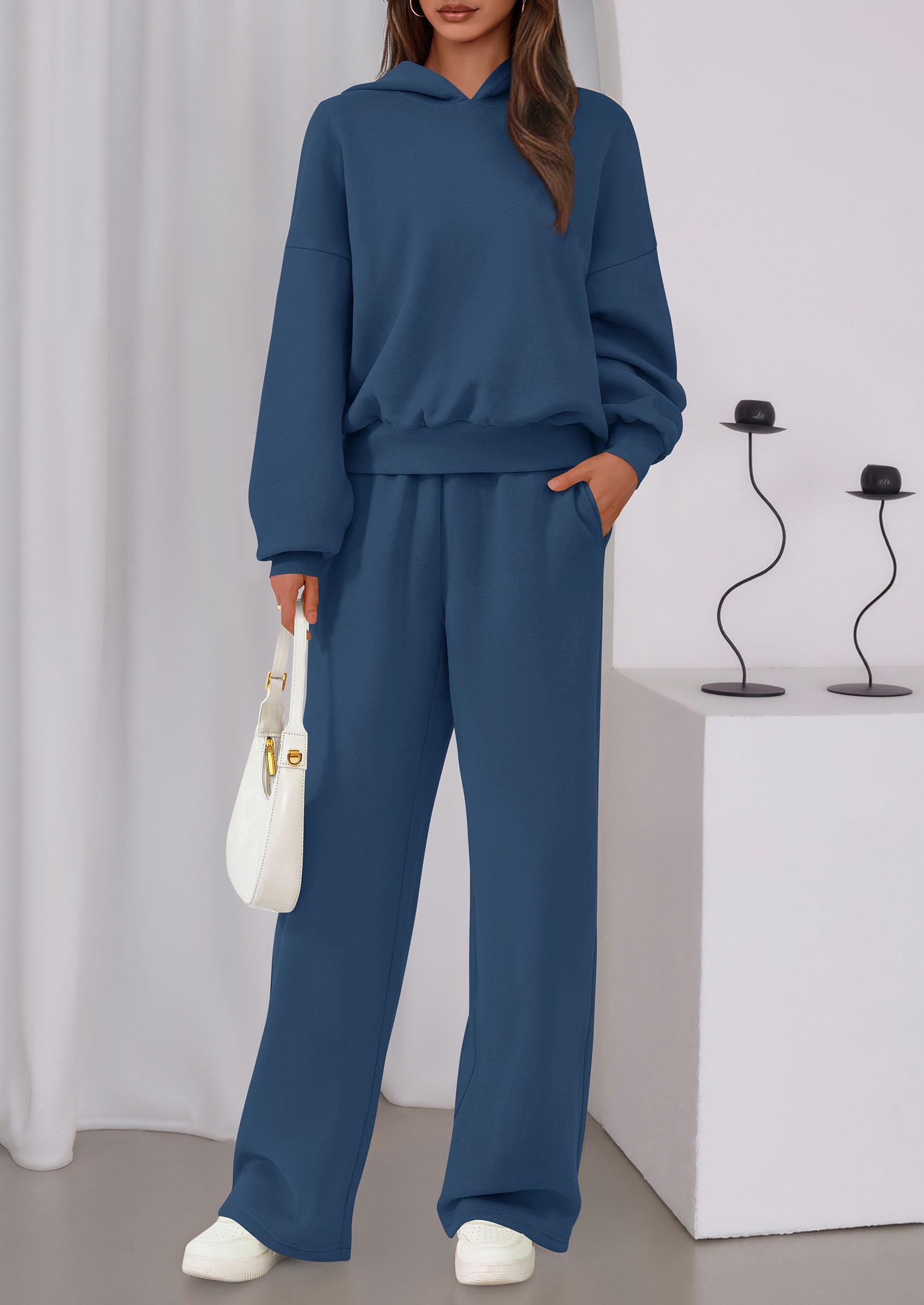 PRETTYGARDEN Womens Sweatsuits 2 Piece Set Casual Winter Long Sleeve Hoodie Loose Wide Leg Sweatpants Fall Tracksuit