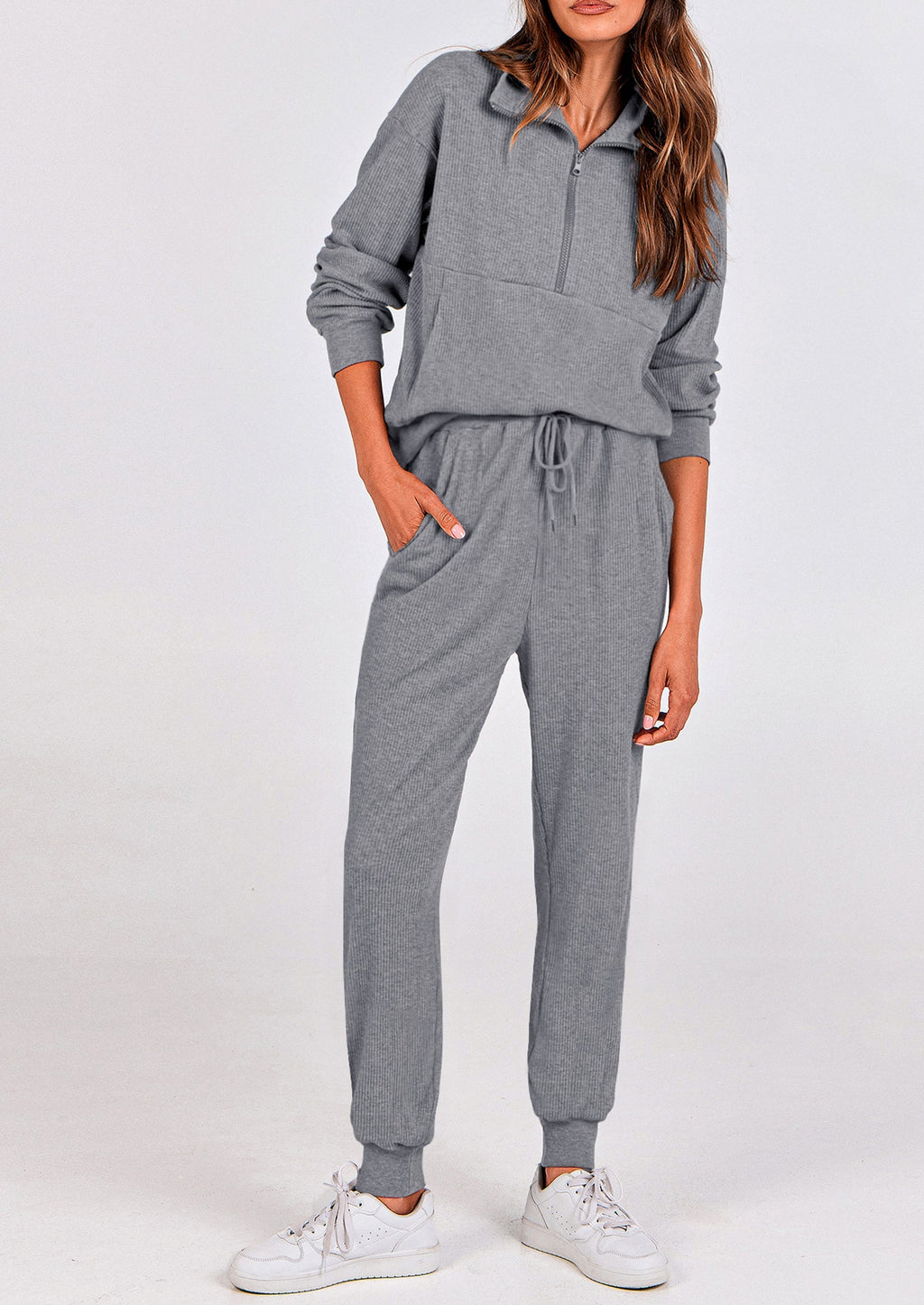 PRETTYGARDEN Women's Fall 2 Piece Lounge Sets Zip Up Sweatshirt Jogger Pants Sweat Track Suits Travel Outfit Winter Clothing