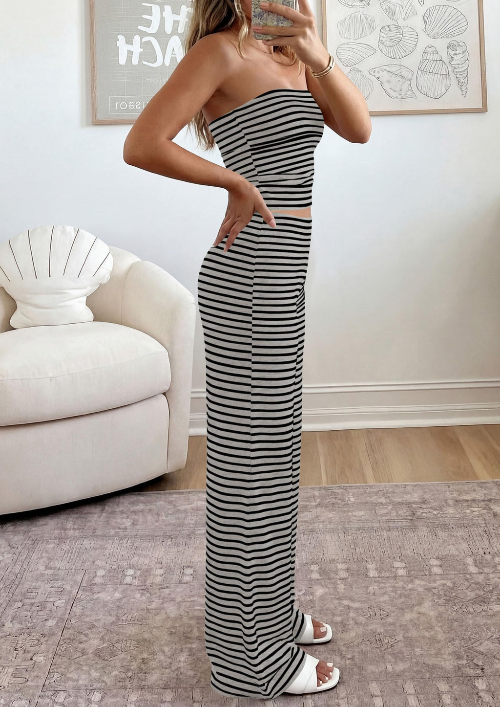PRETTYGARDEN Summer Sets Women 2 Piece Outfits Matching Striped Loungewear Spring Airport Travel Beach Vacation Clothes