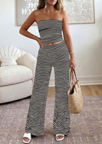 PRETTYGARDEN Summer Sets Women 2 Piece Outfits Matching Striped Loungewear Spring Airport Travel Beach Vacation Clothes