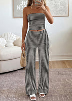 PRETTYGARDEN Summer Sets Women 2 Piece Outfits Matching Striped Loungewear Spring Airport Travel Beach Vacation Clothes