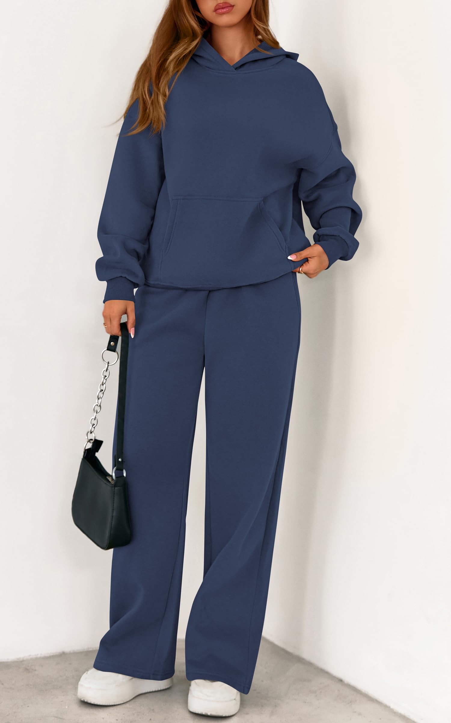 PRETTYGARDEN Women's 2 Piece Outfits Fall Sweatsuits Oversized Hoodies Wide Leg Sweatpants Tracksuits Lounge Matching Sets