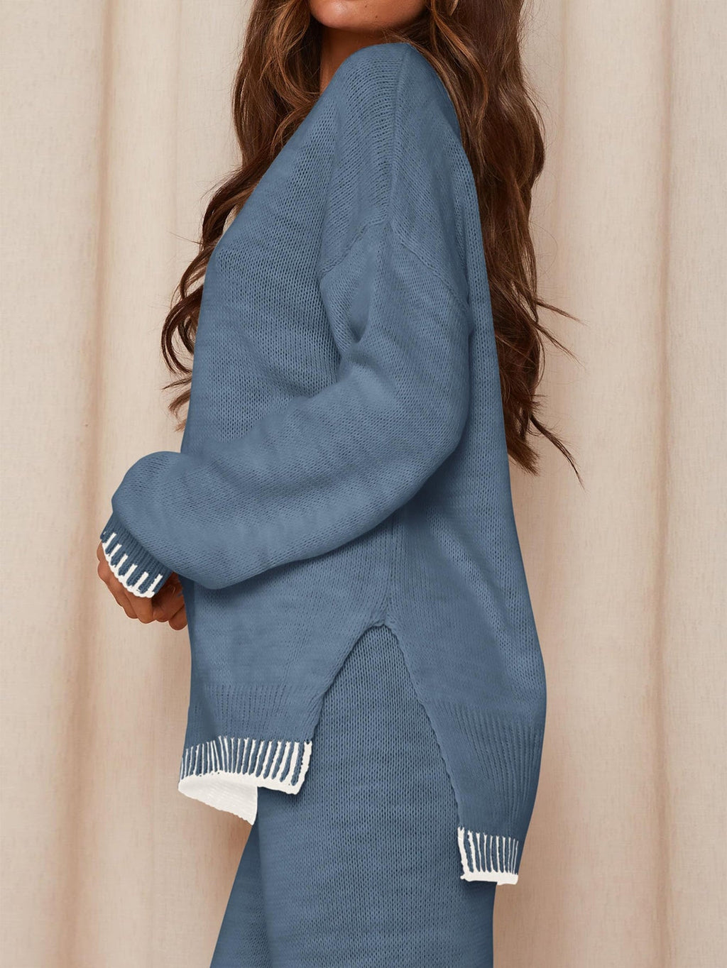 PRETTYGARDEN Women's 2 Piece Knit Sweater Outfit Casual Long Sleeve Pullover Wide Leg Pants Tracksuit Loungewear Set