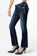 Loose Saddle Stitch Border Bootcut Jeans