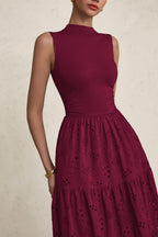 PRETTYGARDEN Dresses for Women Casual Eyelet Sleeveless Wedding Guest Maxi Dress Tank Top Sundress with Pockets
