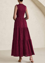 PRETTYGARDEN Dresses for Women Casual Eyelet Sleeveless Wedding Guest Maxi Dress Tank Top Sundress with Pockets
