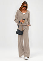 PRETTYGARDEN Women's 2 Piece Fall Lounge Sets Zip Up Hoodie Wide Leg Pants Tracksuit Matching Travel Outfits Clothes