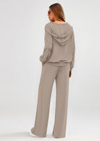 PRETTYGARDEN Women's 2 Piece Fall Lounge Sets Zip Up Hoodie Wide Leg Pants Tracksuit Matching Travel Outfits Clothes