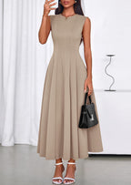 PRETTYGARDEN Sleeveless Crewneck Summer Maxi Dresses for Women Elegant Classy Semi Formal A Line Modest Party Dress