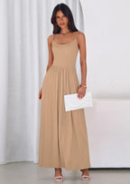 PRETTYGARDEN Womens Spaghetti Strap Maxi Dresses Sleeveless Summer Dress Long Casual Knit Flowy Beach Sundresses with Pockets