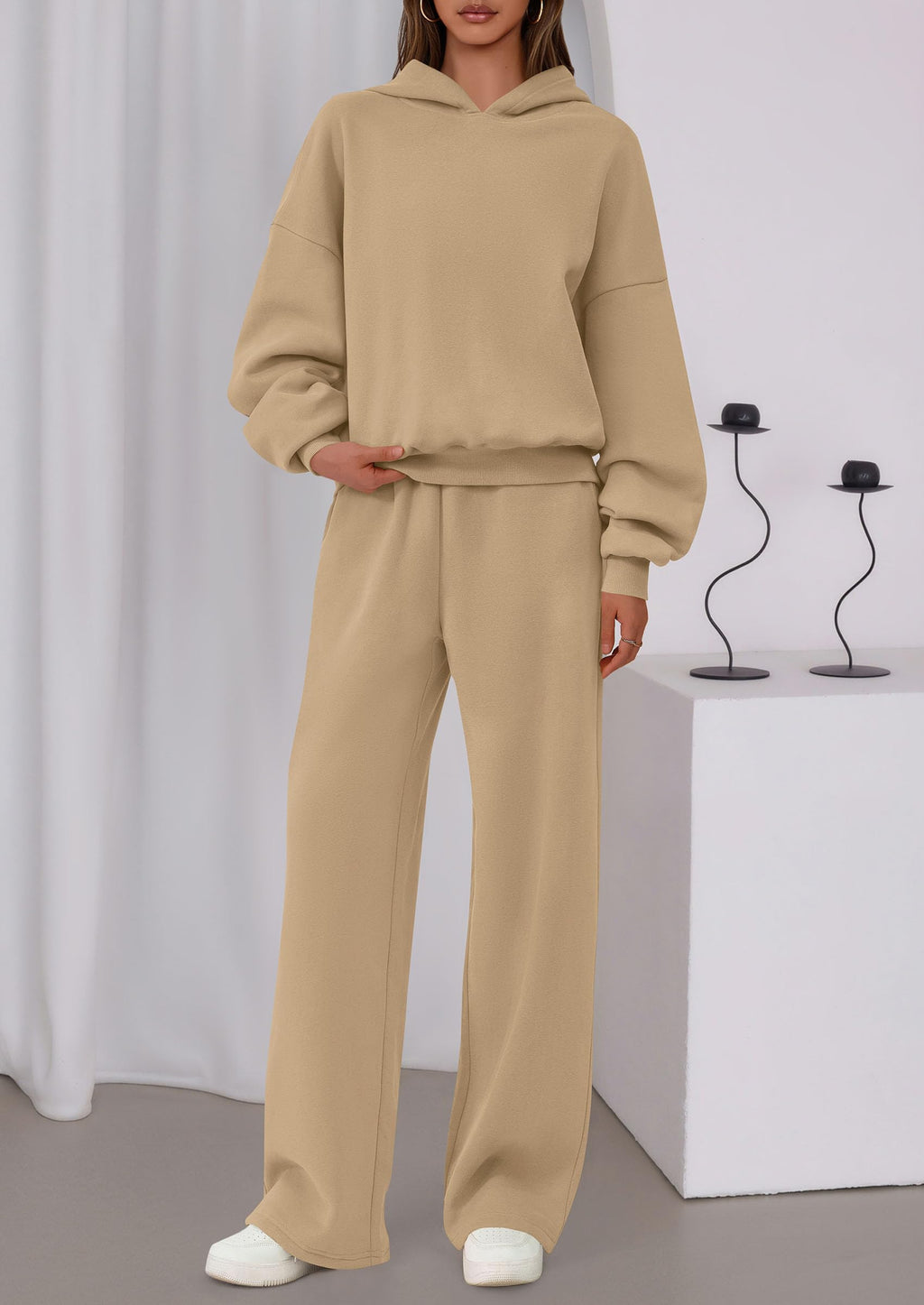 PRETTYGARDEN Womens Sweatsuits 2 Piece Set Casual Winter Long Sleeve Hoodie Loose Wide Leg Sweatpants Fall Tracksuit