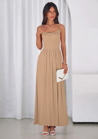 PRETTYGARDEN Womens Spaghetti Strap Maxi Dresses Sleeveless Summer Dress Long Casual Knit Flowy Beach Sundresses with Pockets