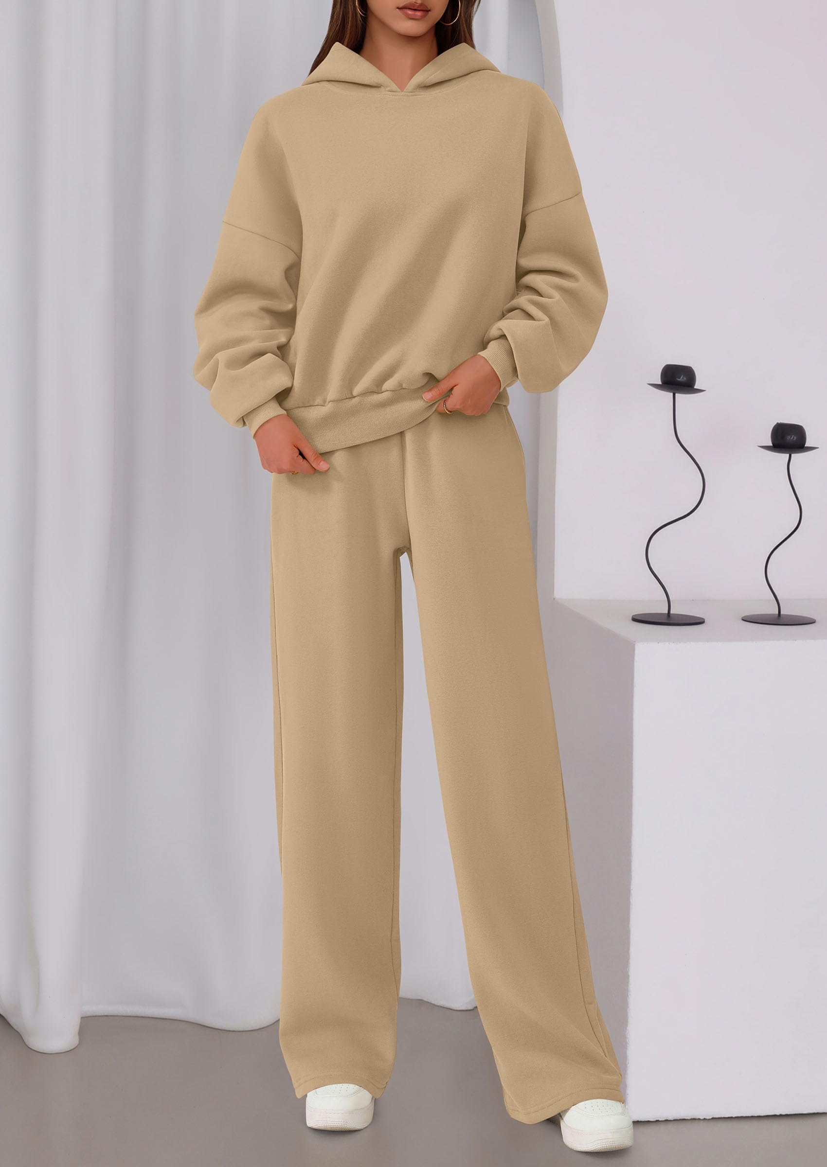 PRETTYGARDEN Womens Sweatsuits 2 Piece Set Casual Winter Long Sleeve Hoodie Loose Wide Leg Sweatpants Fall Tracksuit