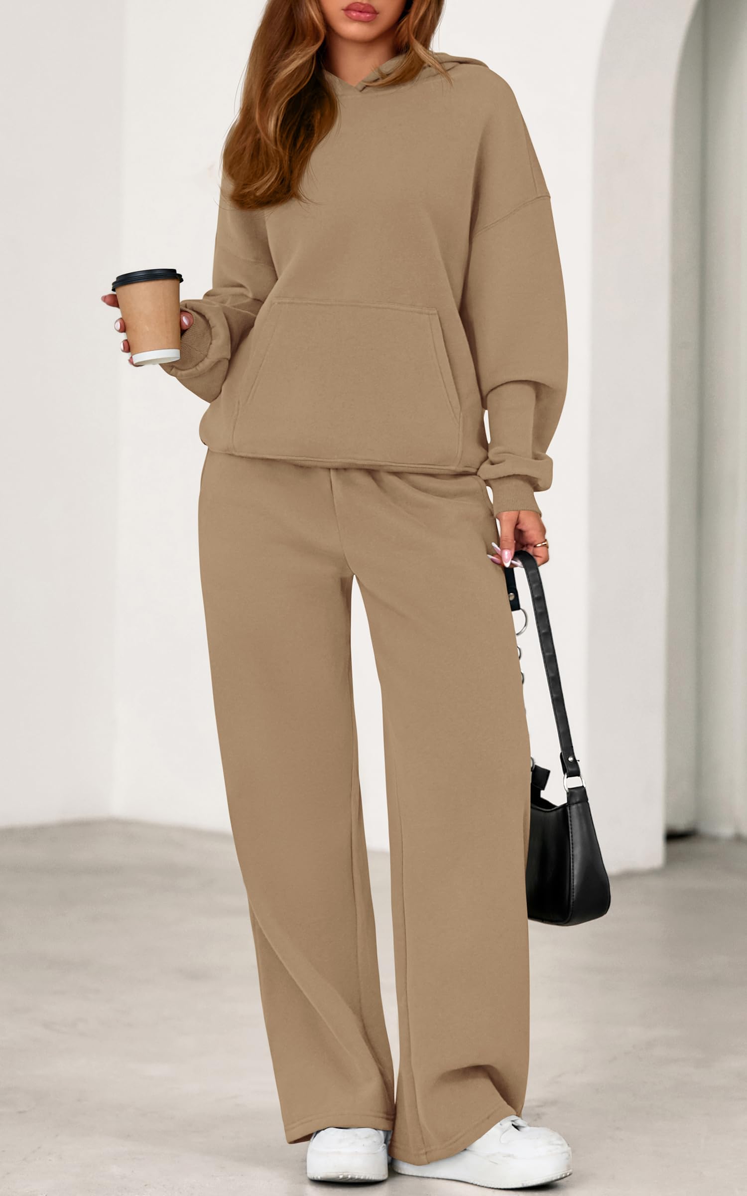 PRETTYGARDEN Women's 2 Piece Outfits Fall Sweatsuits Oversized Hoodies Wide Leg Sweatpants Tracksuits Lounge Matching Sets
