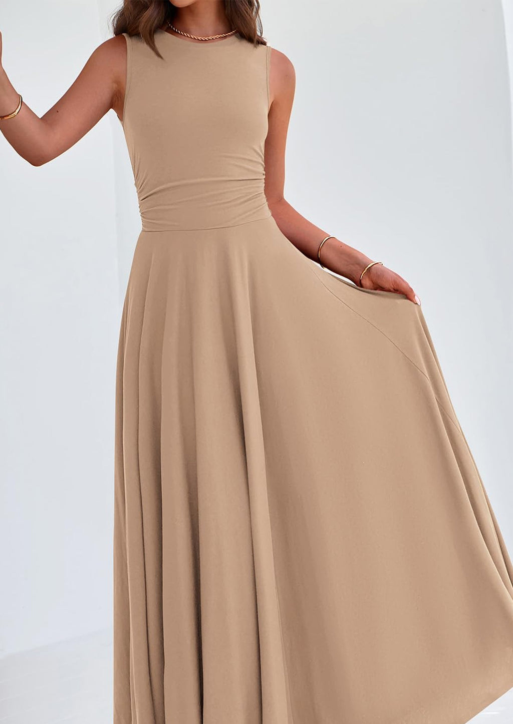 PRETTYGARDEN Womens Spring Dresses Casual Sleeveless Crewneck Aline Maxi Dress Stretch Tank Flowy Long Dresses