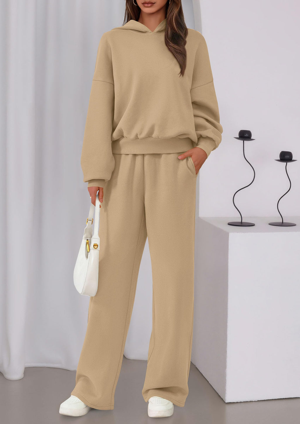 PRETTYGARDEN Womens Sweatsuits 2 Piece Set Casual Winter Long Sleeve Hoodie Loose Wide Leg Sweatpants Fall Tracksuit