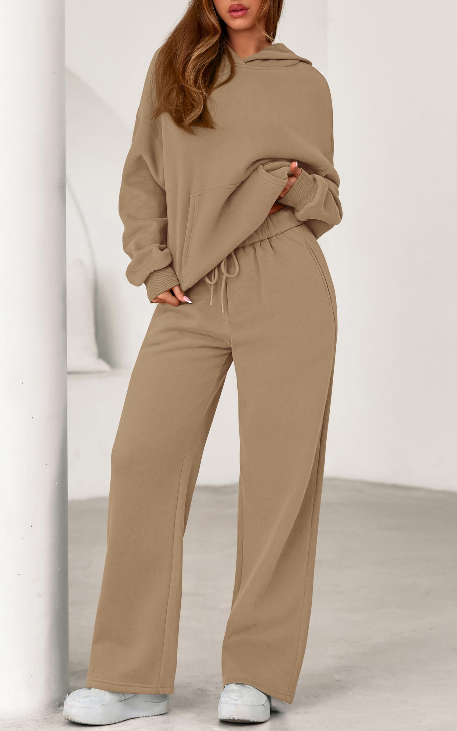 PRETTYGARDEN Women's 2 Piece Outfits Fall Sweatsuits Oversized Hoodies Wide Leg Sweatpants Tracksuits Lounge Matching Sets