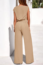 PRETTYGARDEN Women 2 Piece Lounge Sets Casual Summer Outfits Cap Sleeve Strappy Crop Tops Wide Leg Pant Tracksuit