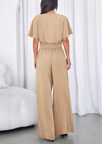 PRETTYGARDEN Women 2 Piece Summer Outfits Short Sleeve Strappy Top Wide Leg Pants Tracksuit Lounge Sets Beach Clothes