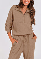 PRETTYGARDEN Women's Fall 2 Piece Lounge Sets Zip Up Sweatshirt Jogger Pants Sweat Track Suits Travel Outfit Winter Clothing