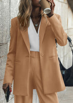 PRETTYGARDEN Women's Fall Two Piece Outfits Dressy Blazer Jacket and Wide Leg Pants Pockets Business Casual Office Suit Sets