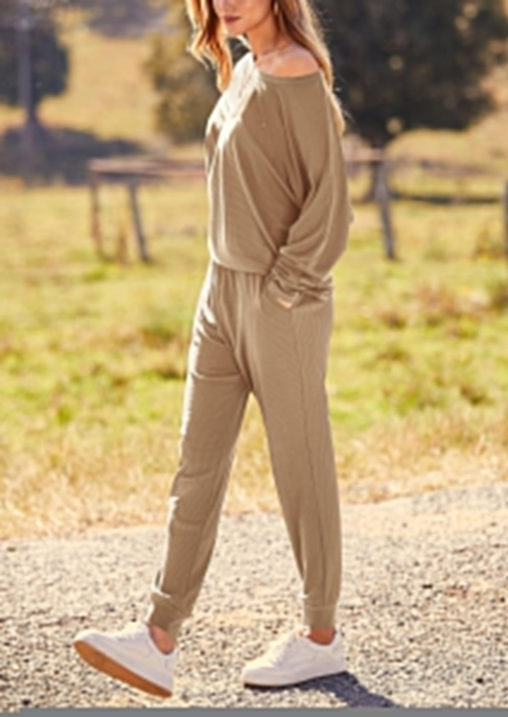 PRETTYGARDEN Women's Fall 2 Piece Lounge Set Long Sleeve Tops Ribbed Pants Spring Matching Sweatsuit Travel Outfits Clothes