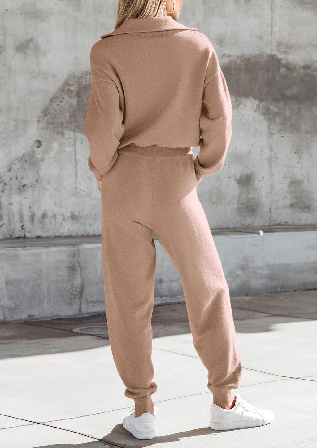 PRETTYGARDEN Women's 2 Piece Sweater Set Pullover Zip Up Sweatshirt Jogger Sweatpants Tracksuit Casual Outfit