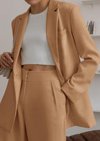 PRETTYGARDEN Women's Fall Two Piece Outfits Dressy Blazer Jacket and Wide Leg Pants Pockets Business Casual Office Suit Sets